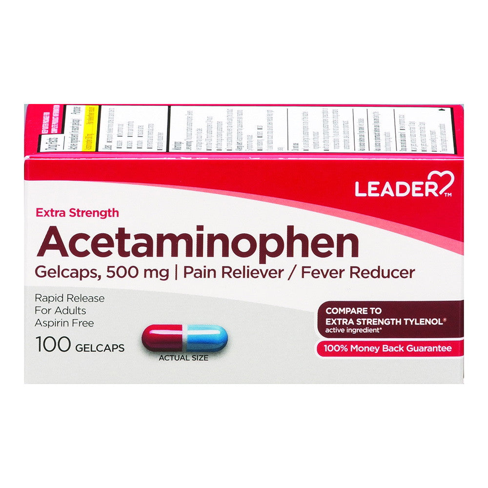 Leader Ex Str Acetaminophen 500mg Gels 100ct