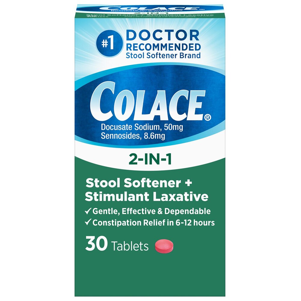 Colace 2 In 1 Stool Softener Plus Laxative 30 Tabs