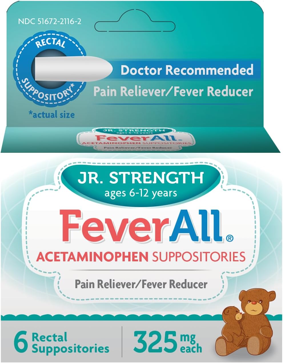 Feverall Suppositories Jr Str 6ct