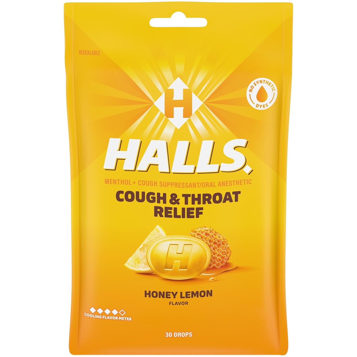 Halls Honey Lemon Cough Drops 30ct