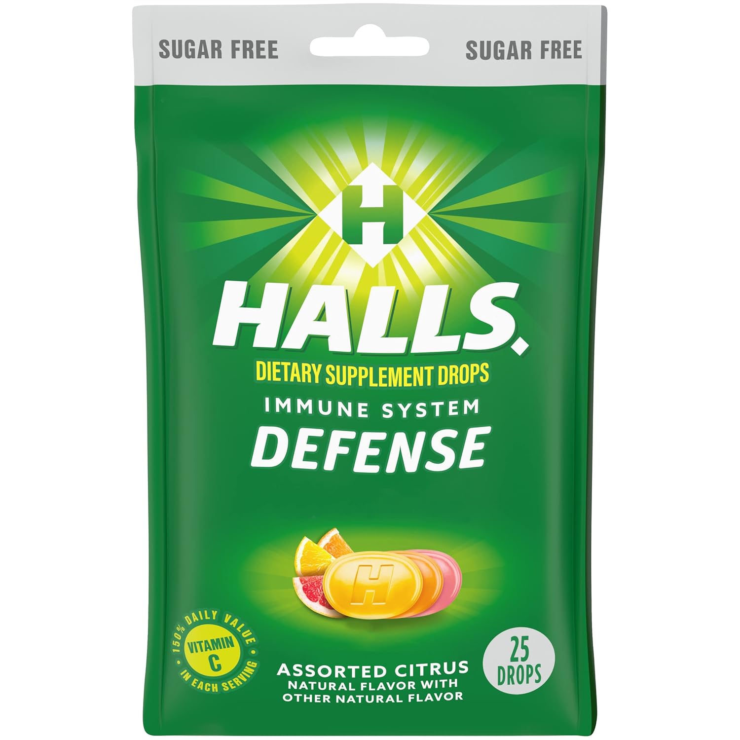 Halls Immune Defense Sugar Free Drops Citrus