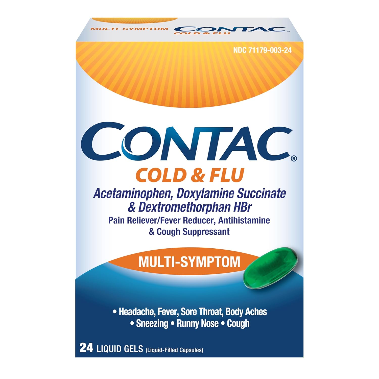 Contac Cold & Flu Multi Symptom Liquid Gels 24 Ct