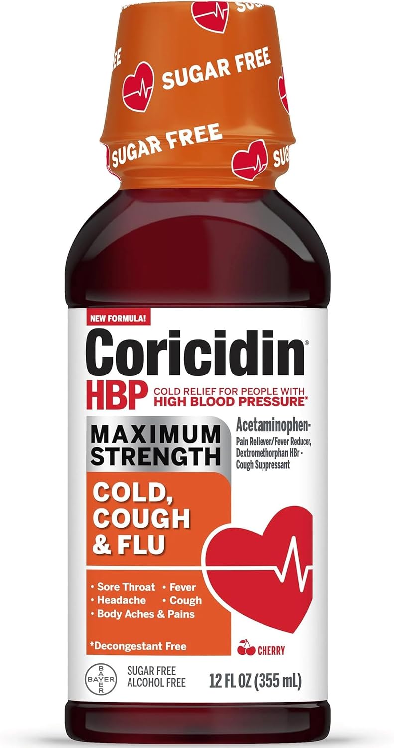 Coricidin Hbp Max Sf Cold Cough & Flu 12 Oz