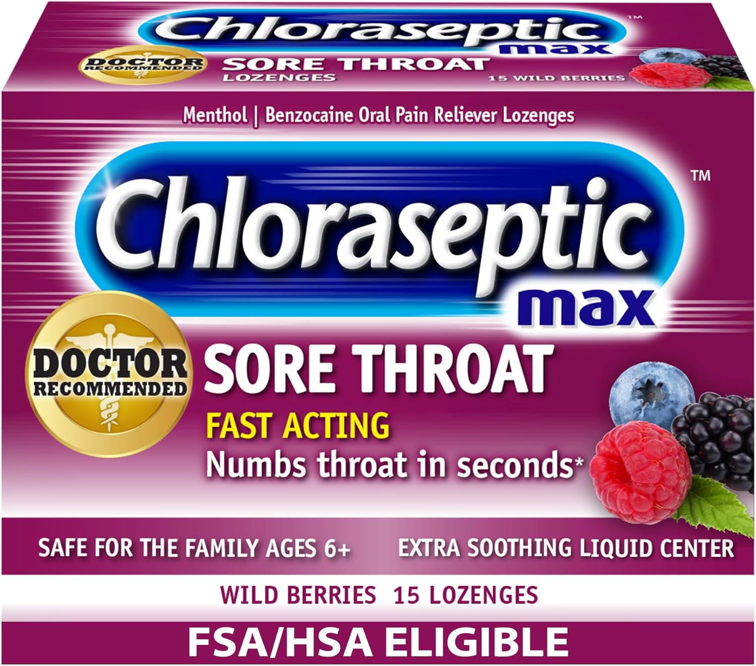 Chloraseptic Max Wild Berry Lozenge 15 Ct