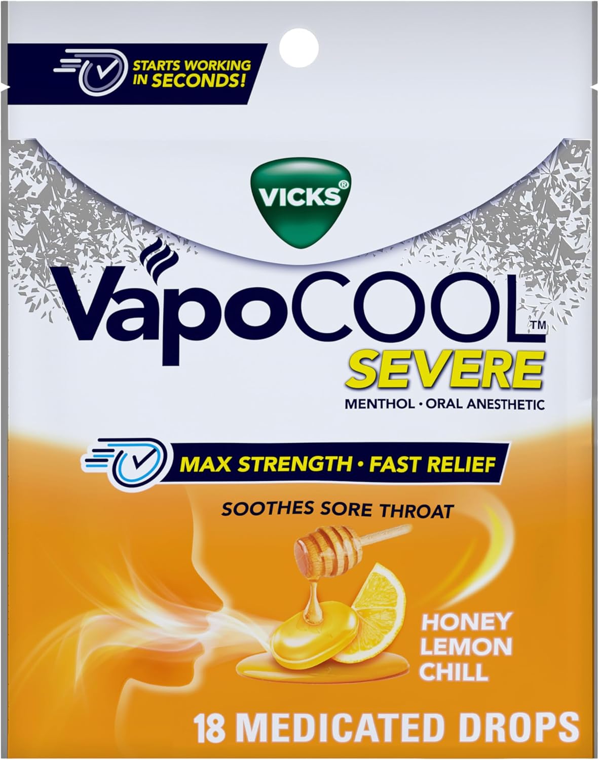 Vicks Vapocool Severe Drops Honey Lemon 18ct