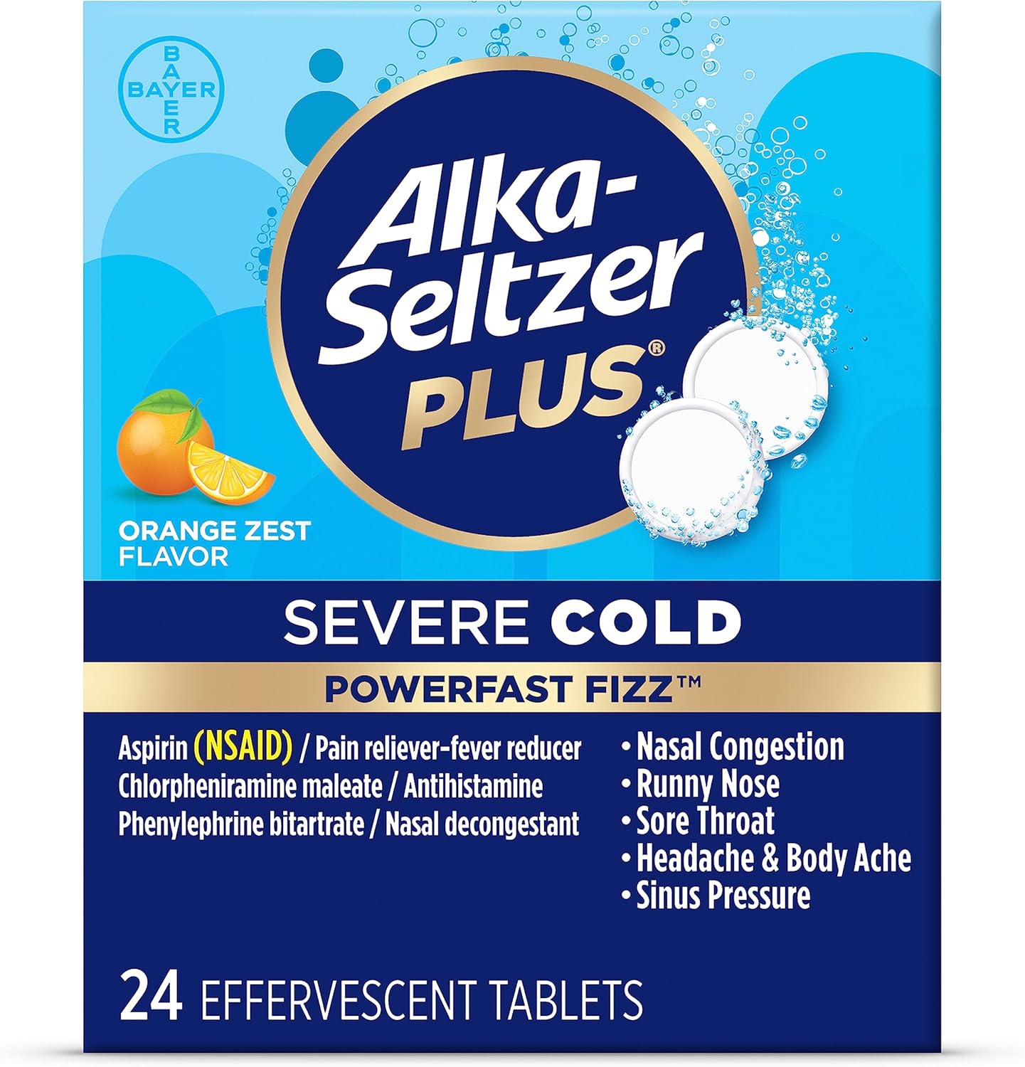 Alka Seltzer Severe Cold Orange Zest