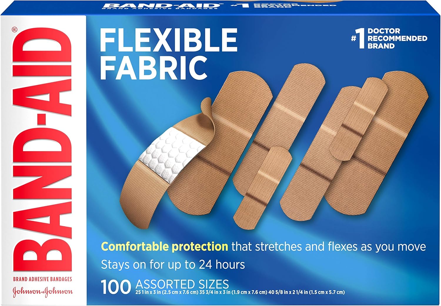 Band Aid Flexible Fabric 100 Assorted