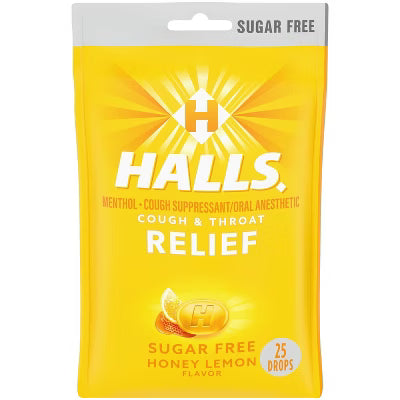 Halls Honey Lemon Cough Drops Sugar Free 25ct
