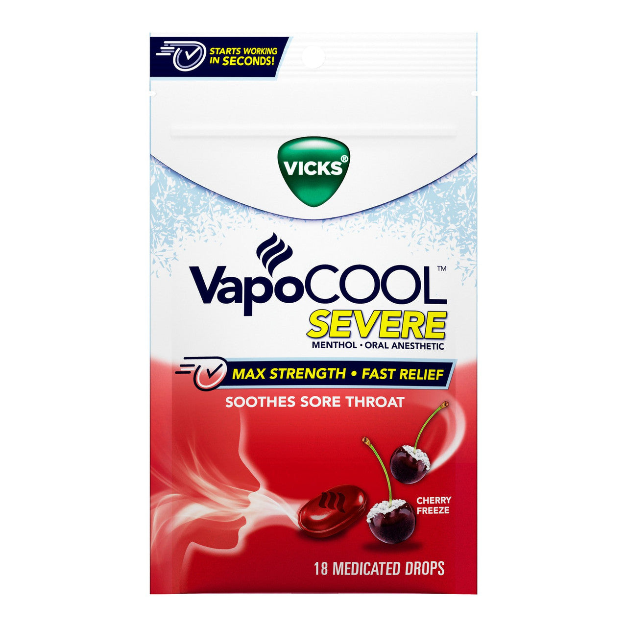 Vicks Vapocool Severe Cherry Drops 18 Ct