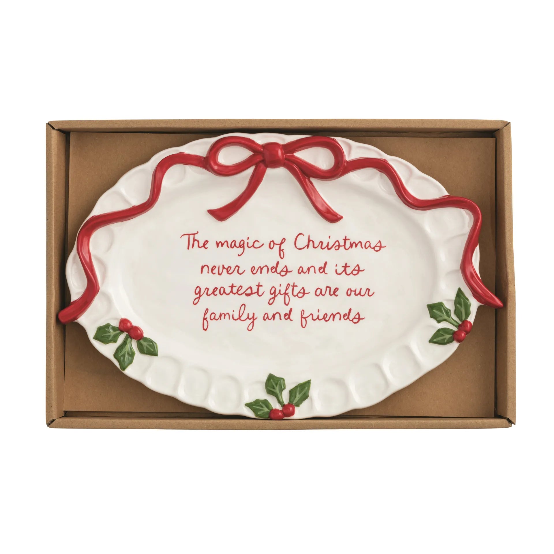 Bow Whimsical Christmas Sentiment Plate