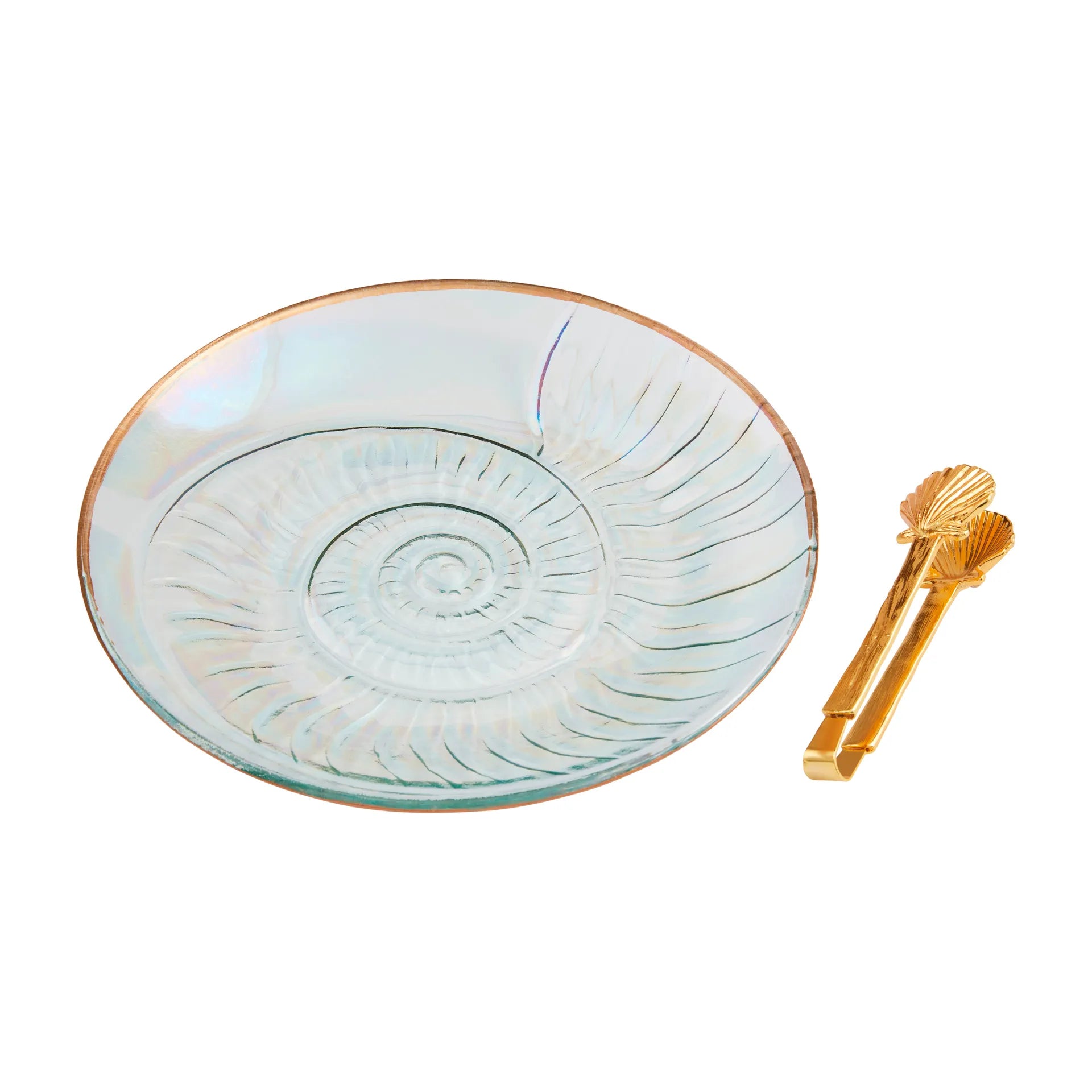 Nautilus Gold Edge Plate & Tong Set Main image