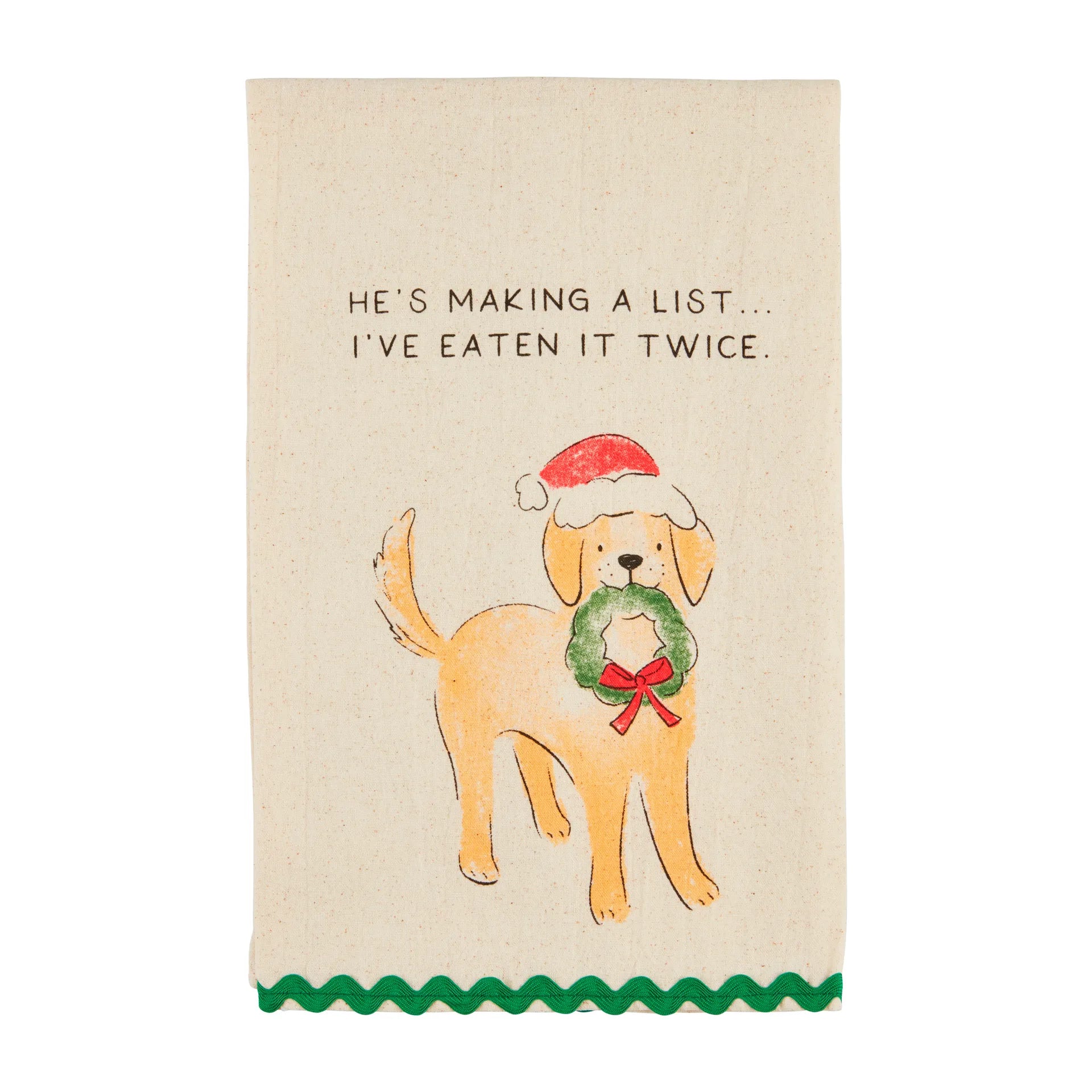 He's Making A List Dog Ric-Rac Towel Main image