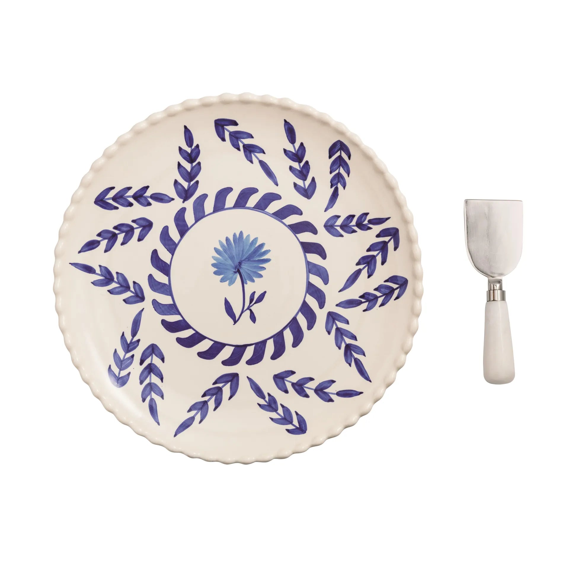 Blue Round Platter With Tongs Main image