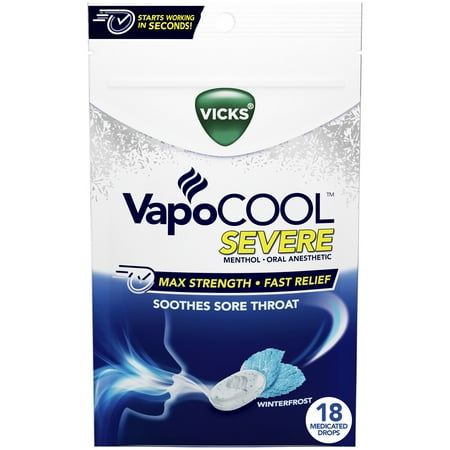 Vicks Vapocool Severe Drops Winterfrost 18ct